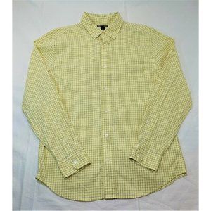 GAP Men's Long Sleeve Button Down Shirt Plaid Yellow Shirt Size L